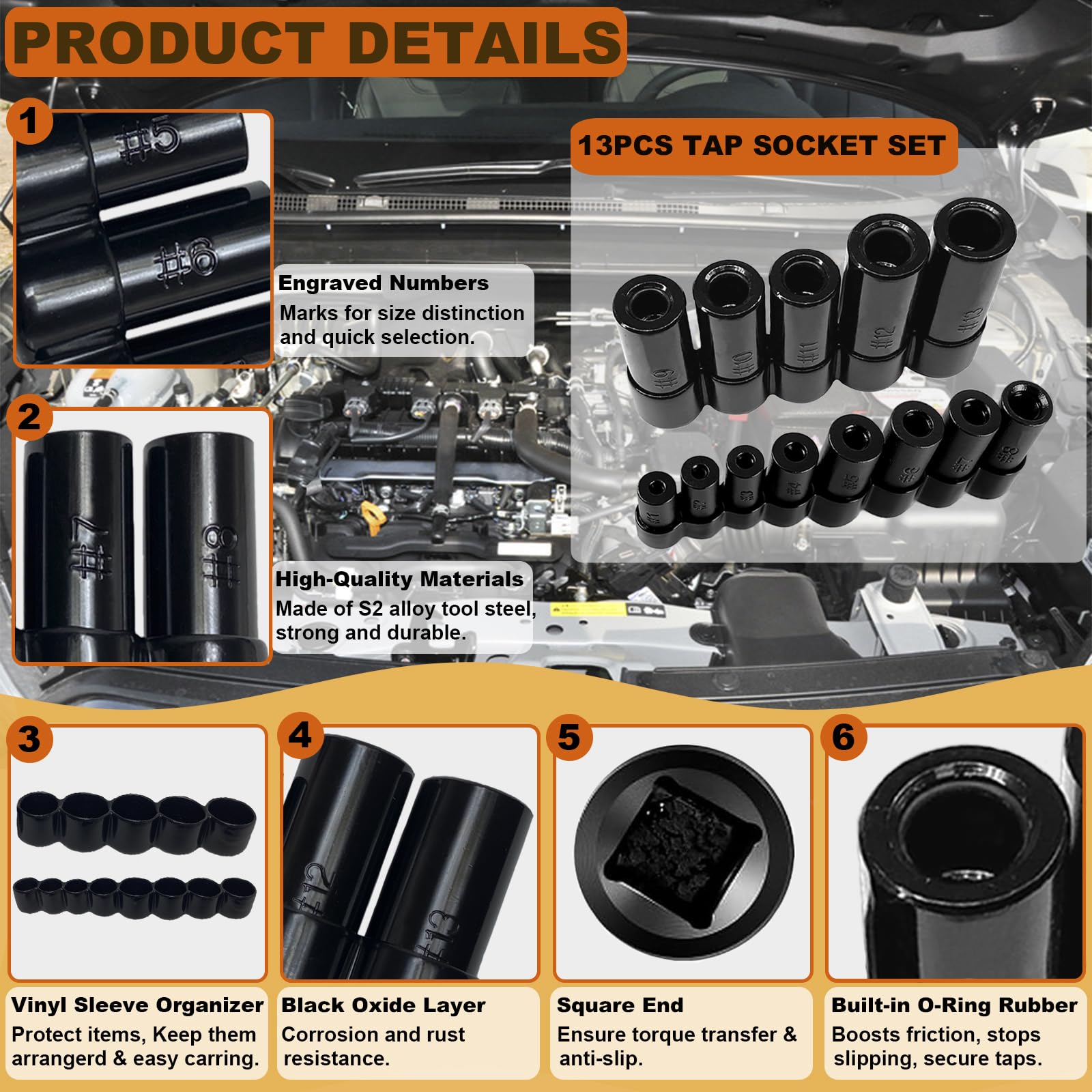 CAROTUPY socket set on protective holder shows organized, portable tool storage.