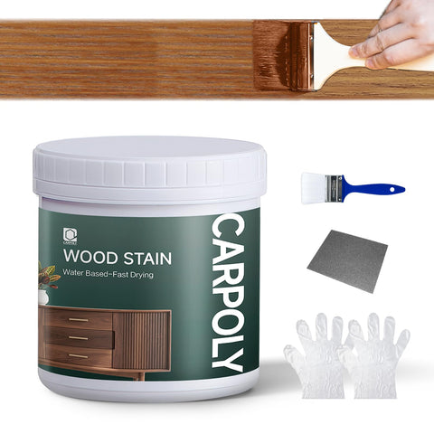 CARPOLY teak wood stain highlights grain for indoor and outdoor furniture.