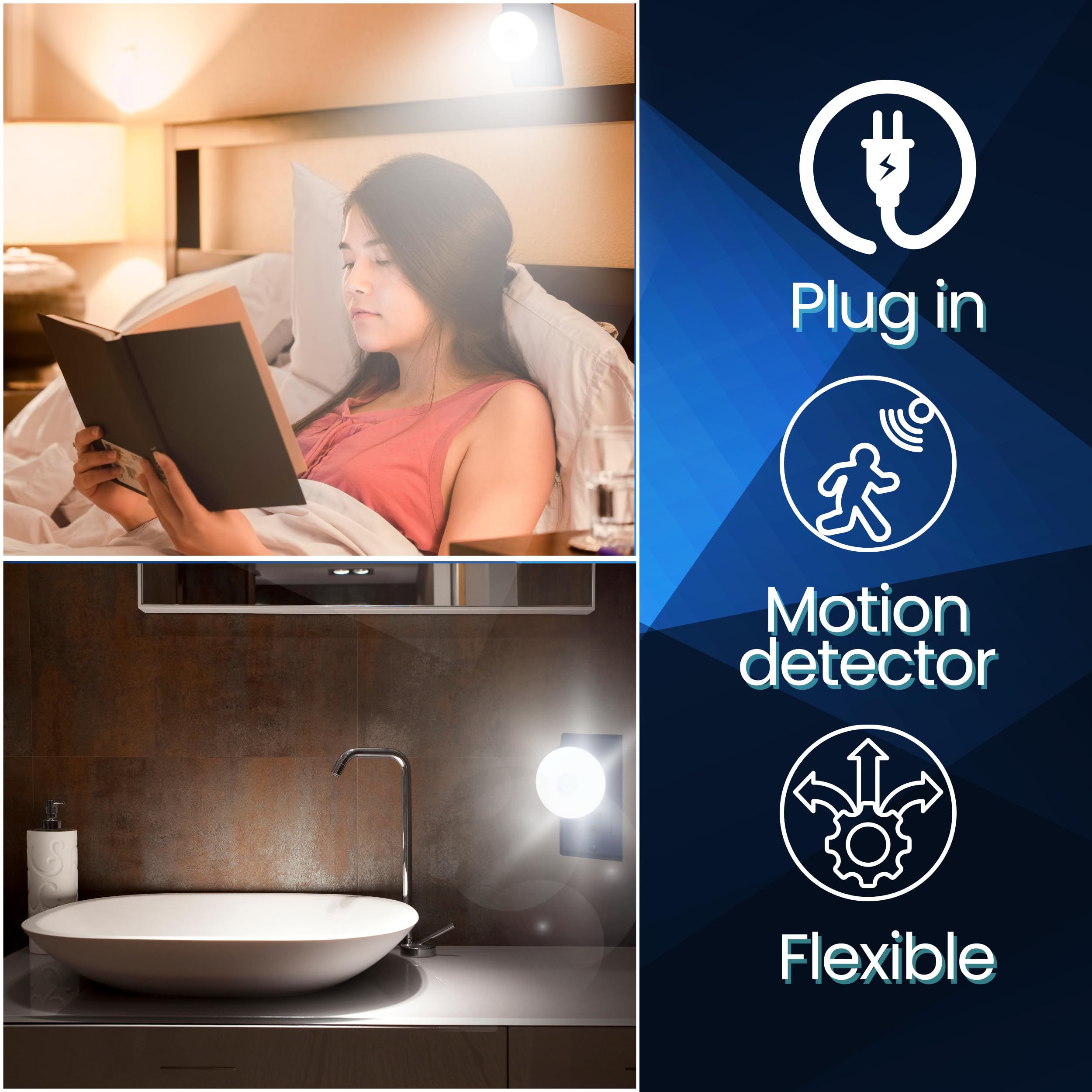 Carrismann Bright Night Light flexible neck directs beam exactly where needed