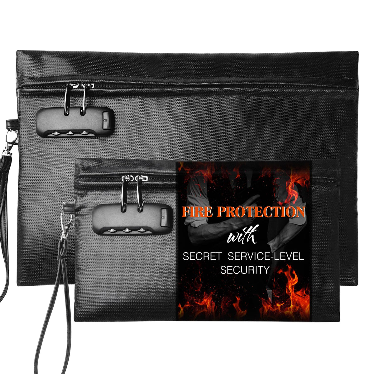 CarryWise fireproof bag large 14x9-8 with zip closure protecting documents in emergencies.