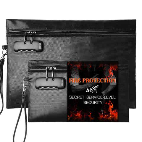 CarryWise fireproof bag large 14x9-8 with zip closure protecting documents in emergencies.