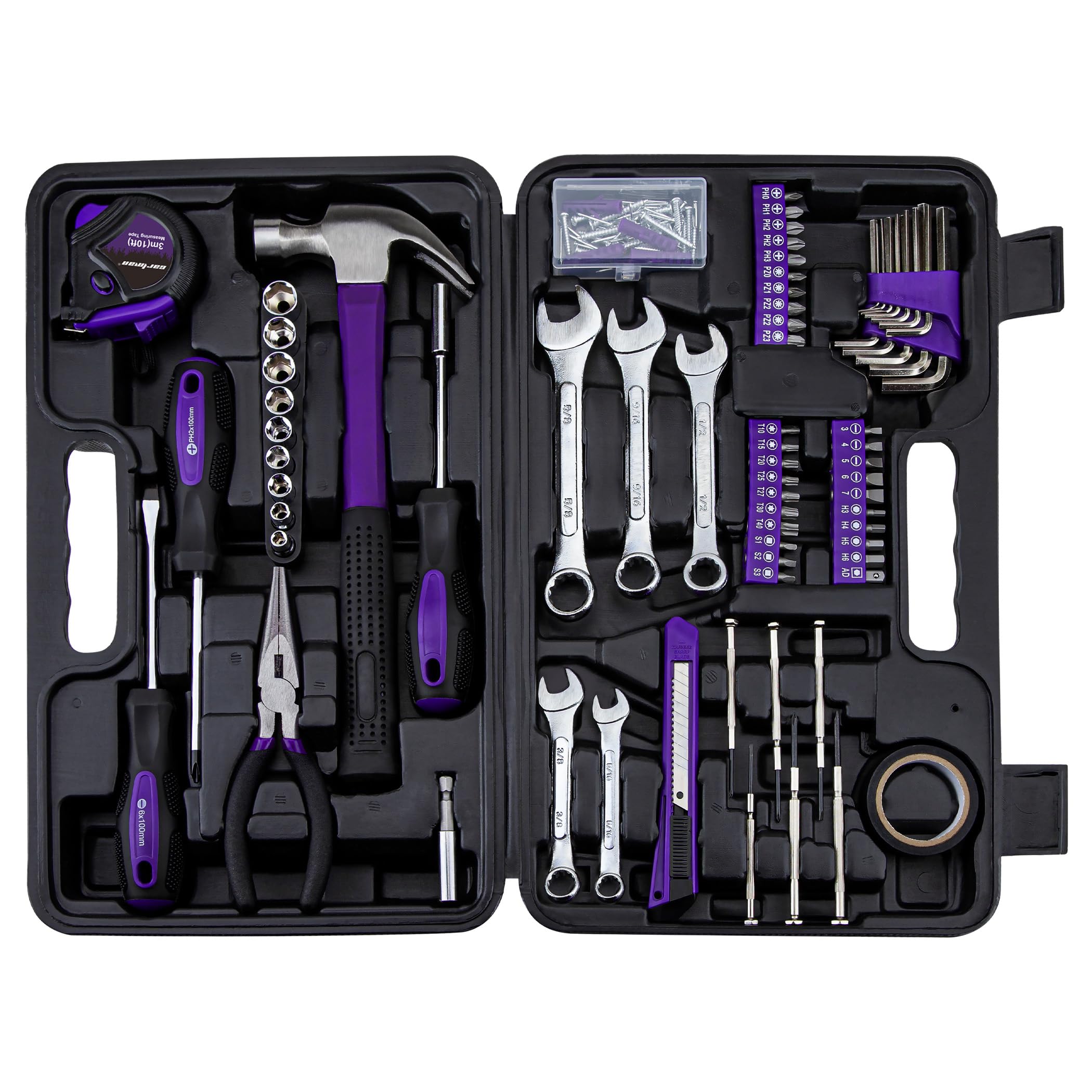 CARTMAN 148-piece tool set case open for easy access and organization.