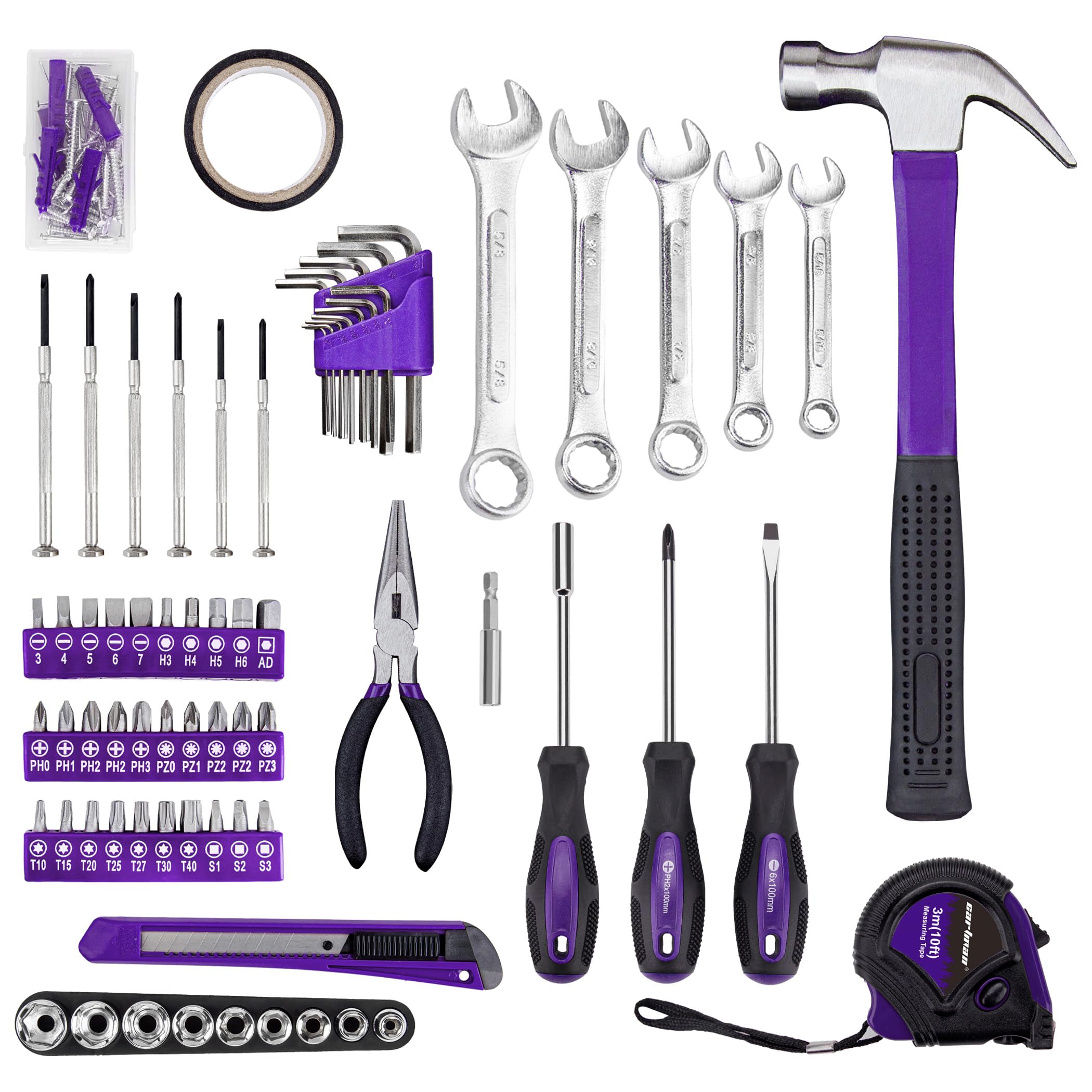 CARTMAN 148-piece tool set purple case durable for frequent DIY tasks.