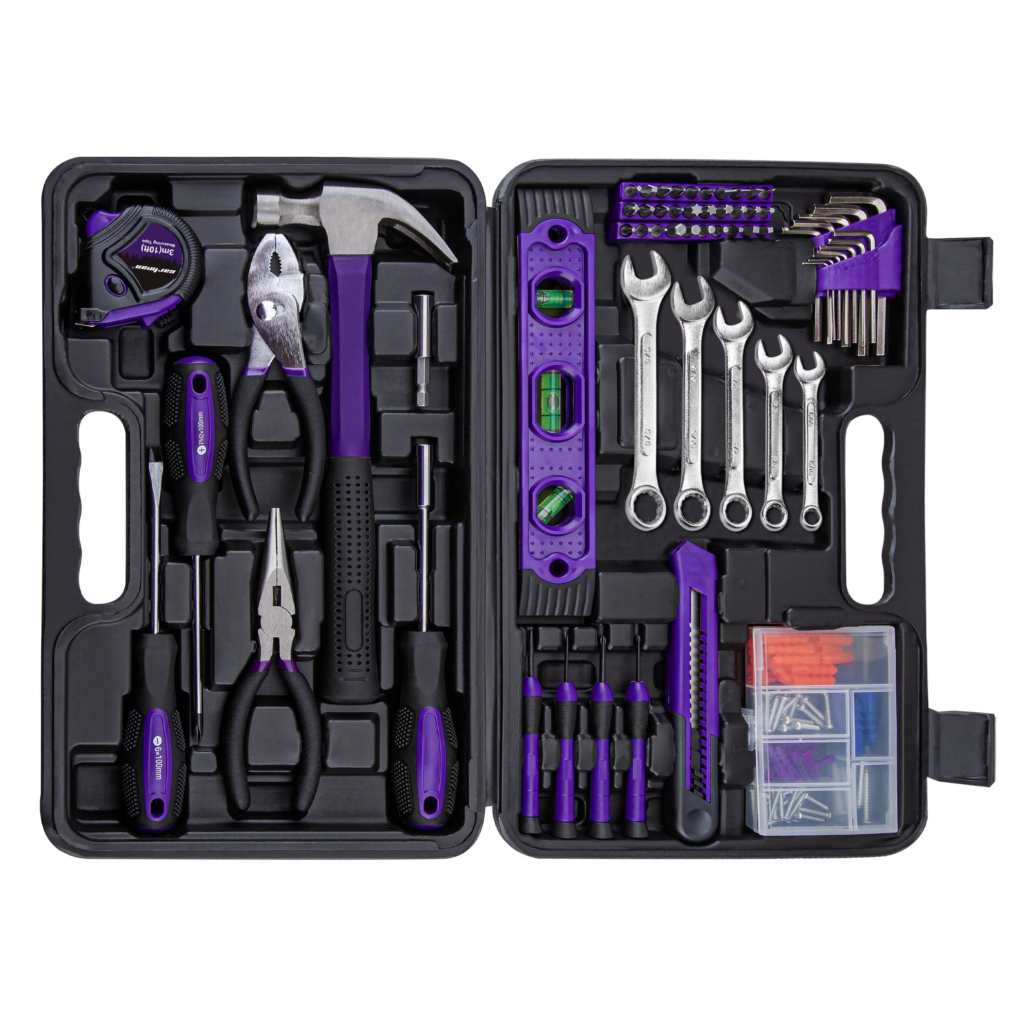 CARTMAN 152-piece tool set in purple case ready for home organization.