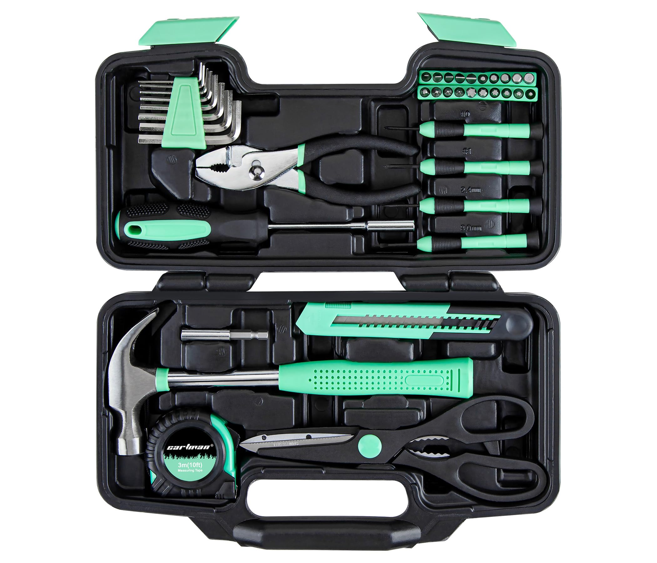 CARTMAN 39-piece tool set in a plastic case, ready for home repairs.