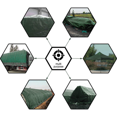 CARTMAN 8 mil thick waterproof tarp shields gear and materials in rain or dust.