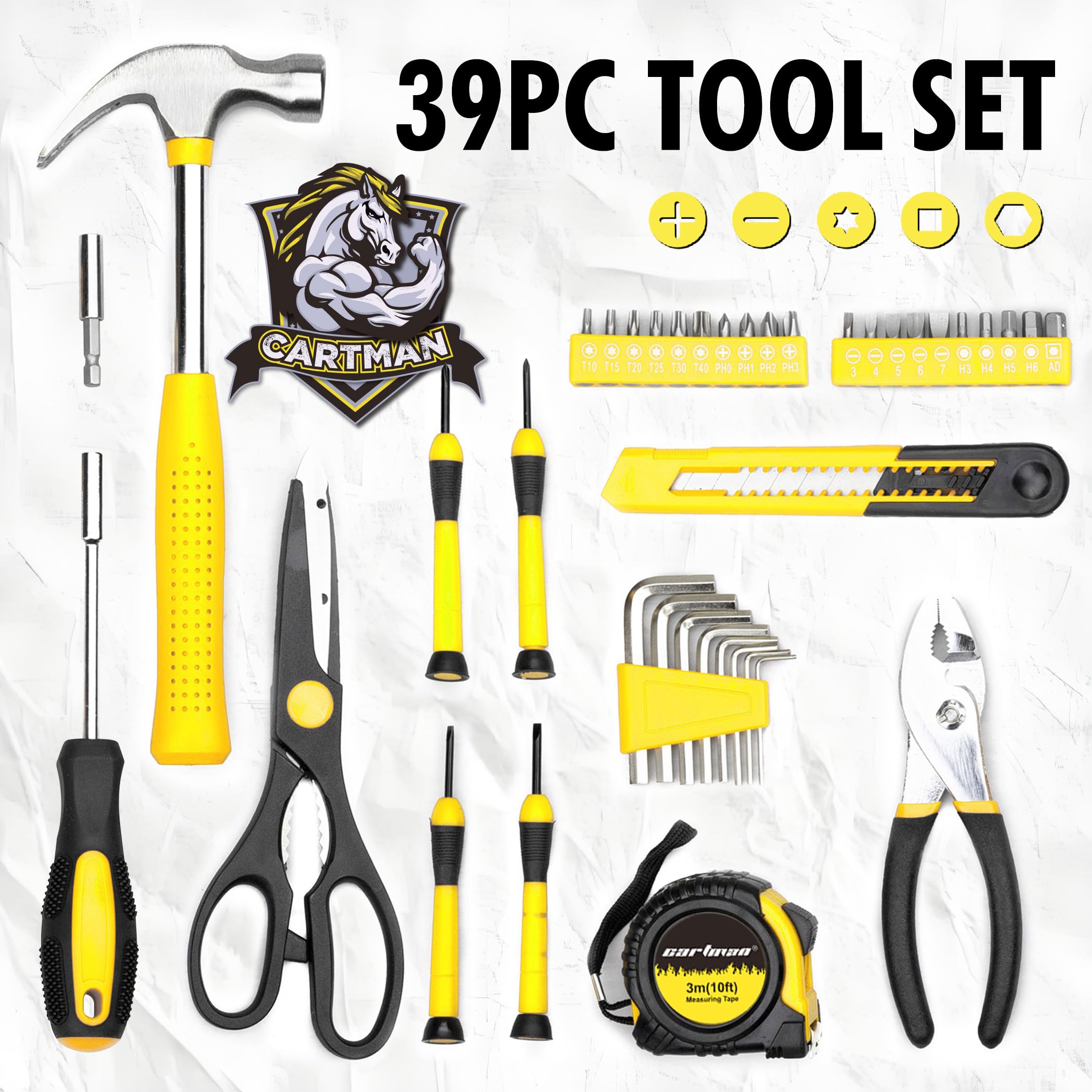 Cartman screwdrivers and tape measure for quick fixes.