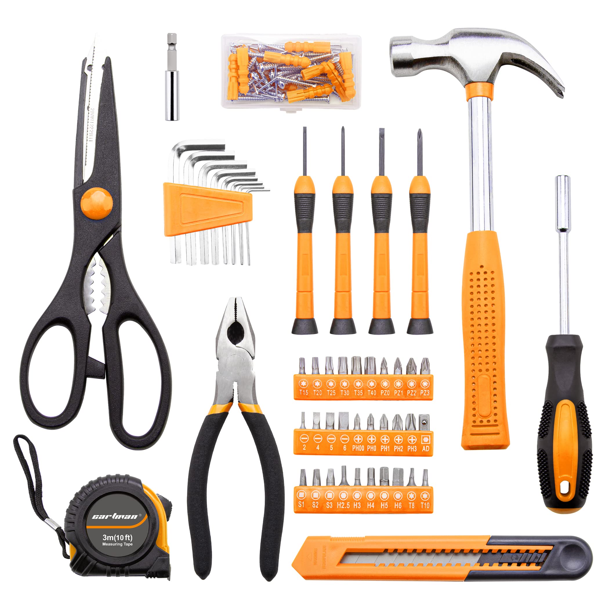 Cartman tape measure with accessories, essential for accurate layout and installation work.