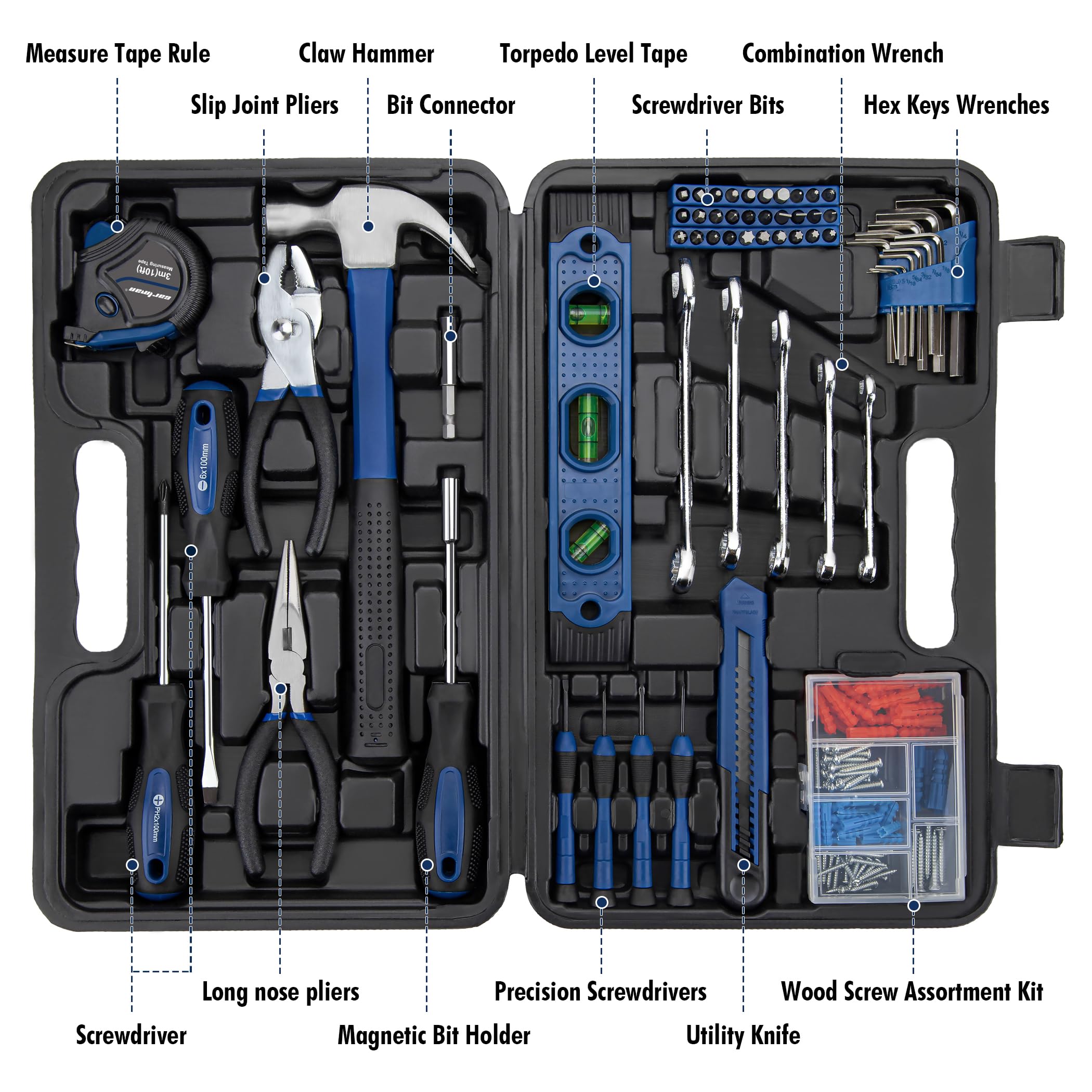 CARTMAN tools displayed in a blow-molded case for everyday tasks.