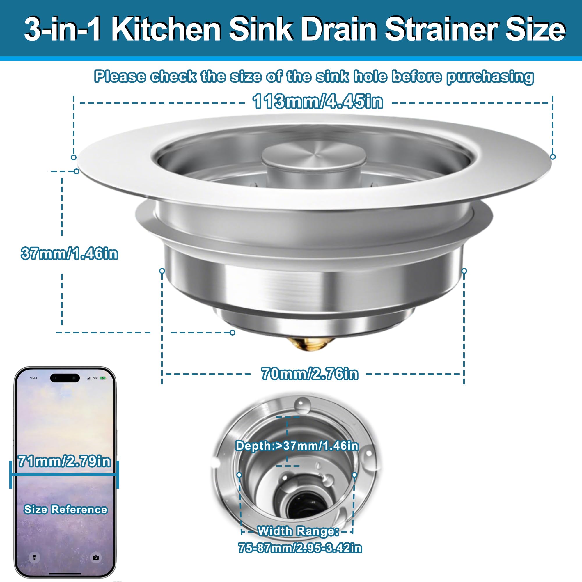 CARUUYI silver kitchen protector cover guards against splashes while draining.