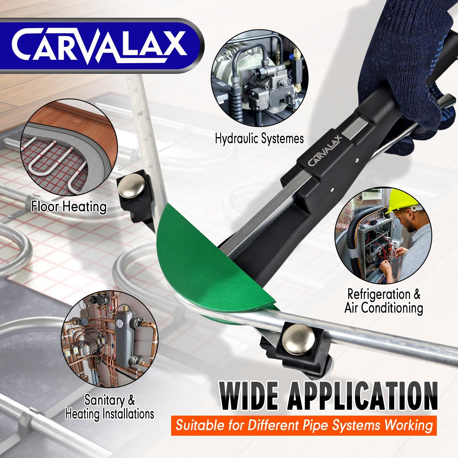 CARVALAX kit in use for HVAC/plumbing tasks demonstrates versatility.
