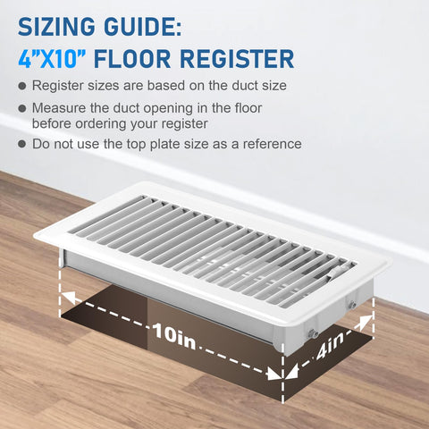 CASAJOY metal floor register white with durable rust-proof finish