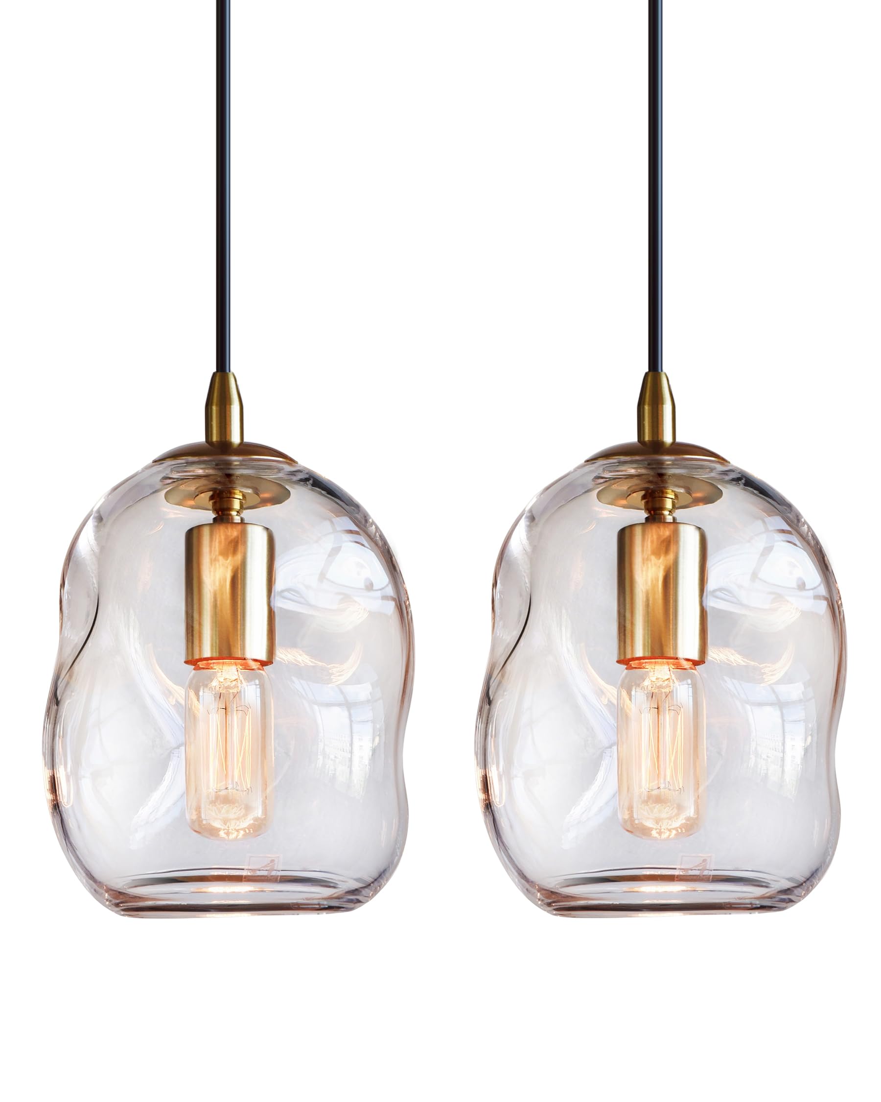 Casamotion pendant lights 2-pack with glass globes and brass hardware for stylish kitchen lighting