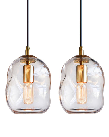 Casamotion pendant lights 2-pack with glass globes and brass hardware for stylish kitchen lighting