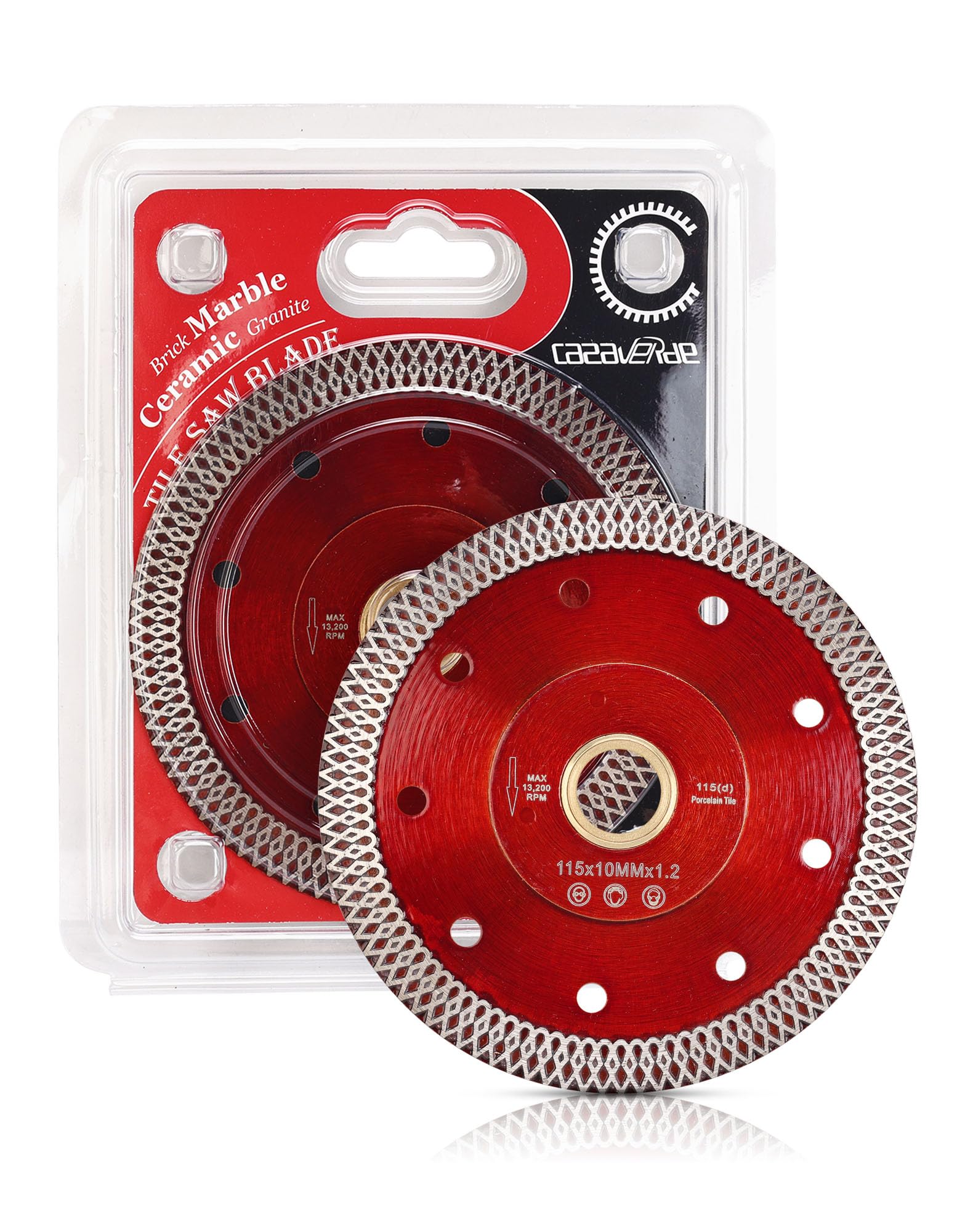 Casaverde 4.5-inch blade teeth close-up, fast porcelain tile cutting.