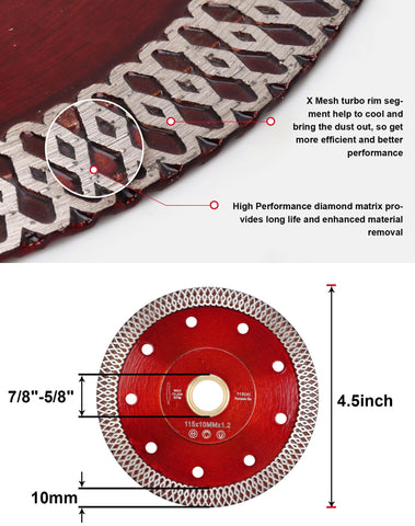 Casaverde turbo mesh blade for dry or wet cutting increases cutting efficiency