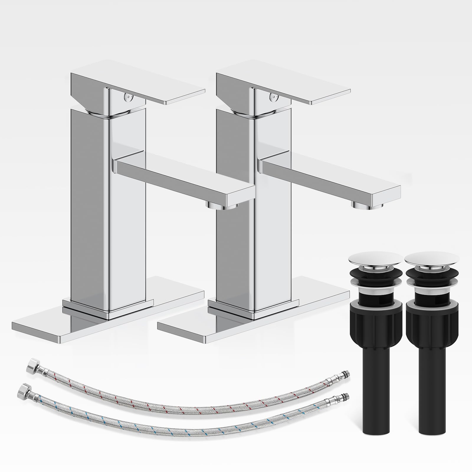 Casavilla two-set chrome bathroom faucet for a cohesive sink look.