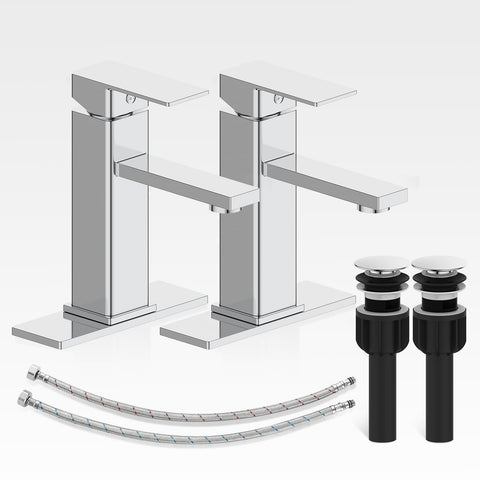 Casavilla two-set chrome bathroom faucet for a cohesive sink look.