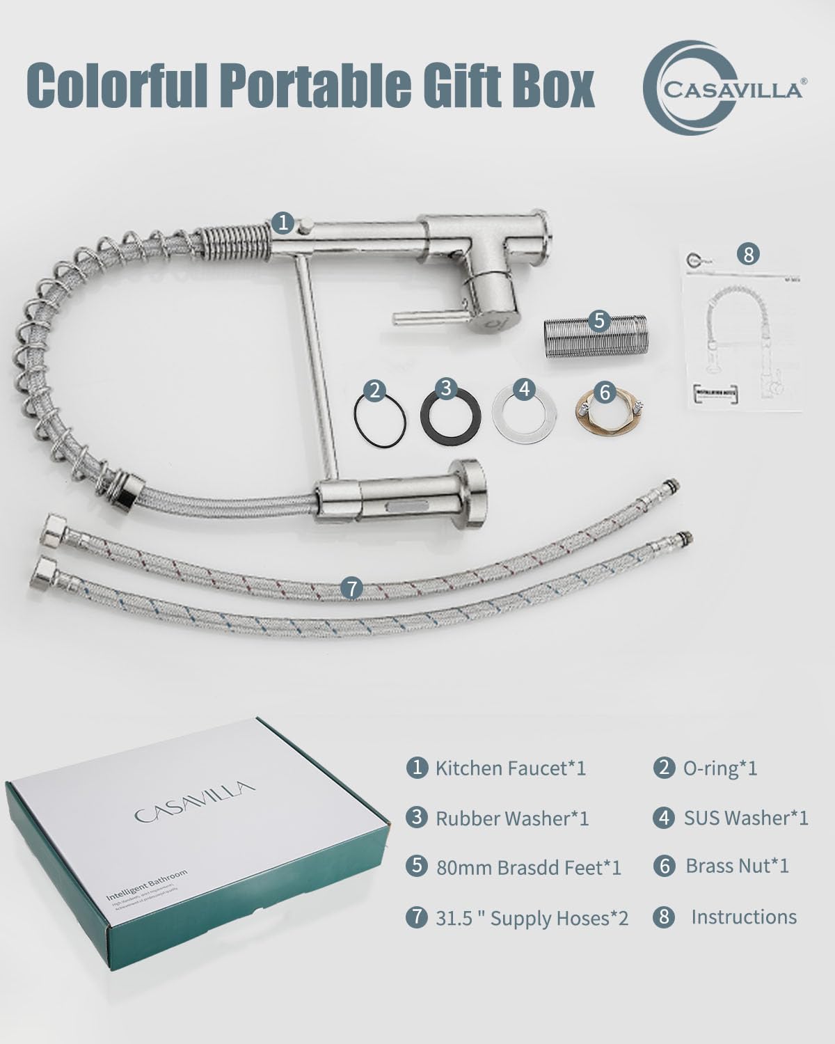 Casavilla anti-corrosion brushed nickel finish stays cleaner with minimal maintenance.