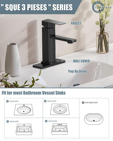 Casavilla pop-up drain with overflow ensures a clean vanity.