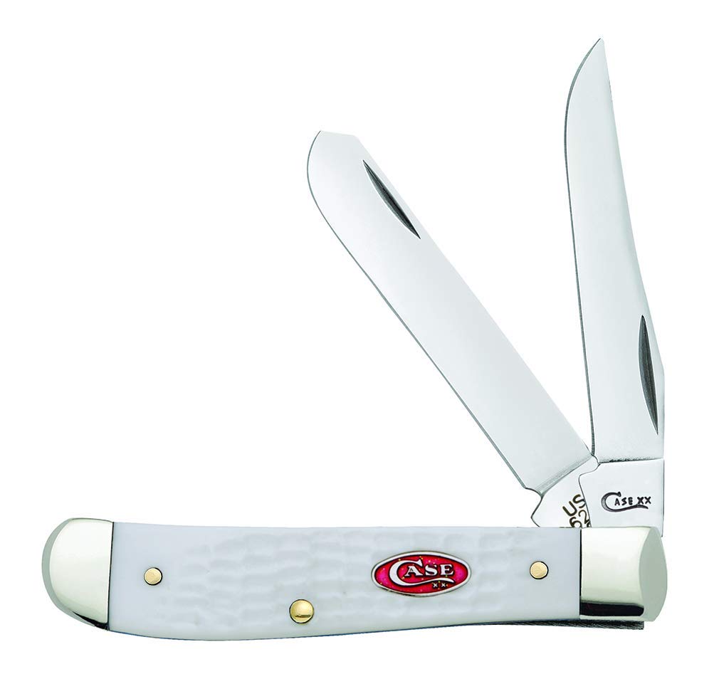 Case Sparxx white jigged mini trapper with clip blade for fine detail work