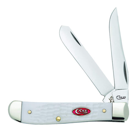 Case Sparxx white jigged mini trapper with clip blade for fine detail work