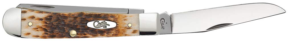Case XX WR Trapper amber bone handle detail showing craftsmanship
