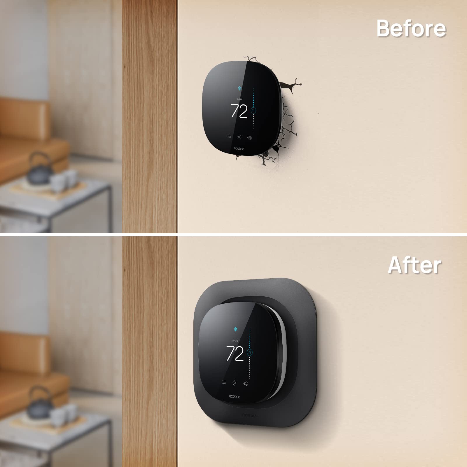 CaseBot Ecobee wall plate complements existing decor with a timeless look.