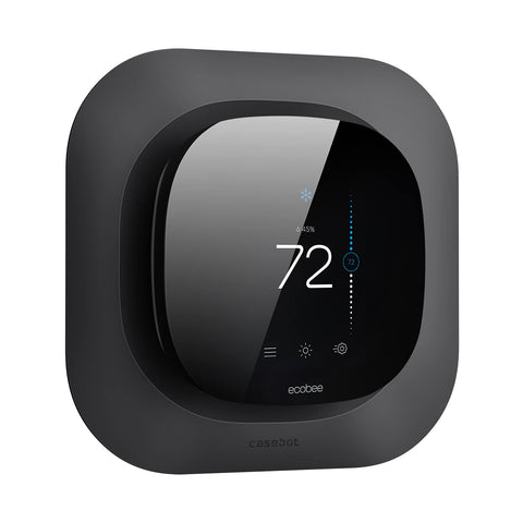 CaseBot Ecobee wall plate front view in matte black boosts modern room aesthetics.