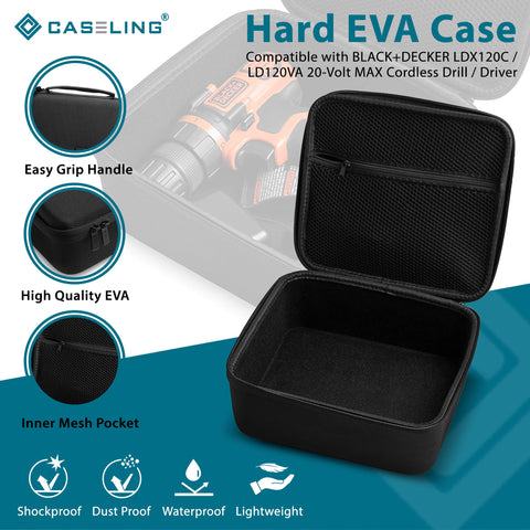 Caseling inner mesh pocket keeps screws and bits organized.