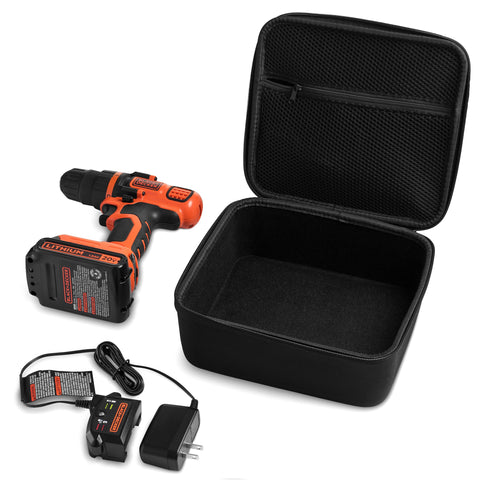 Caseling two way zipper enables quick access to drill and accessories.