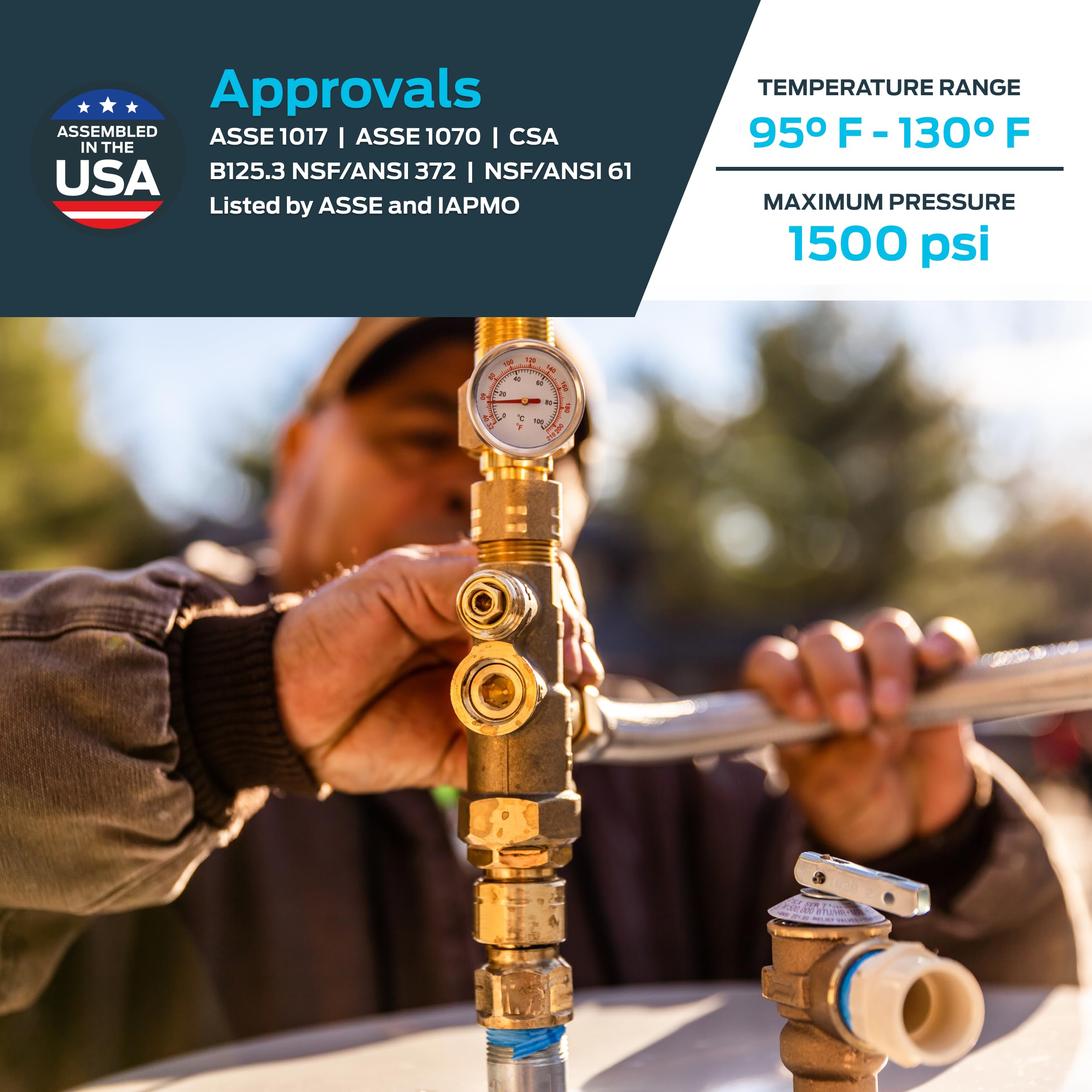 Cash Acme push-connect fitting demonstrates quick, solder-free installation with PEX, CPVC, copper