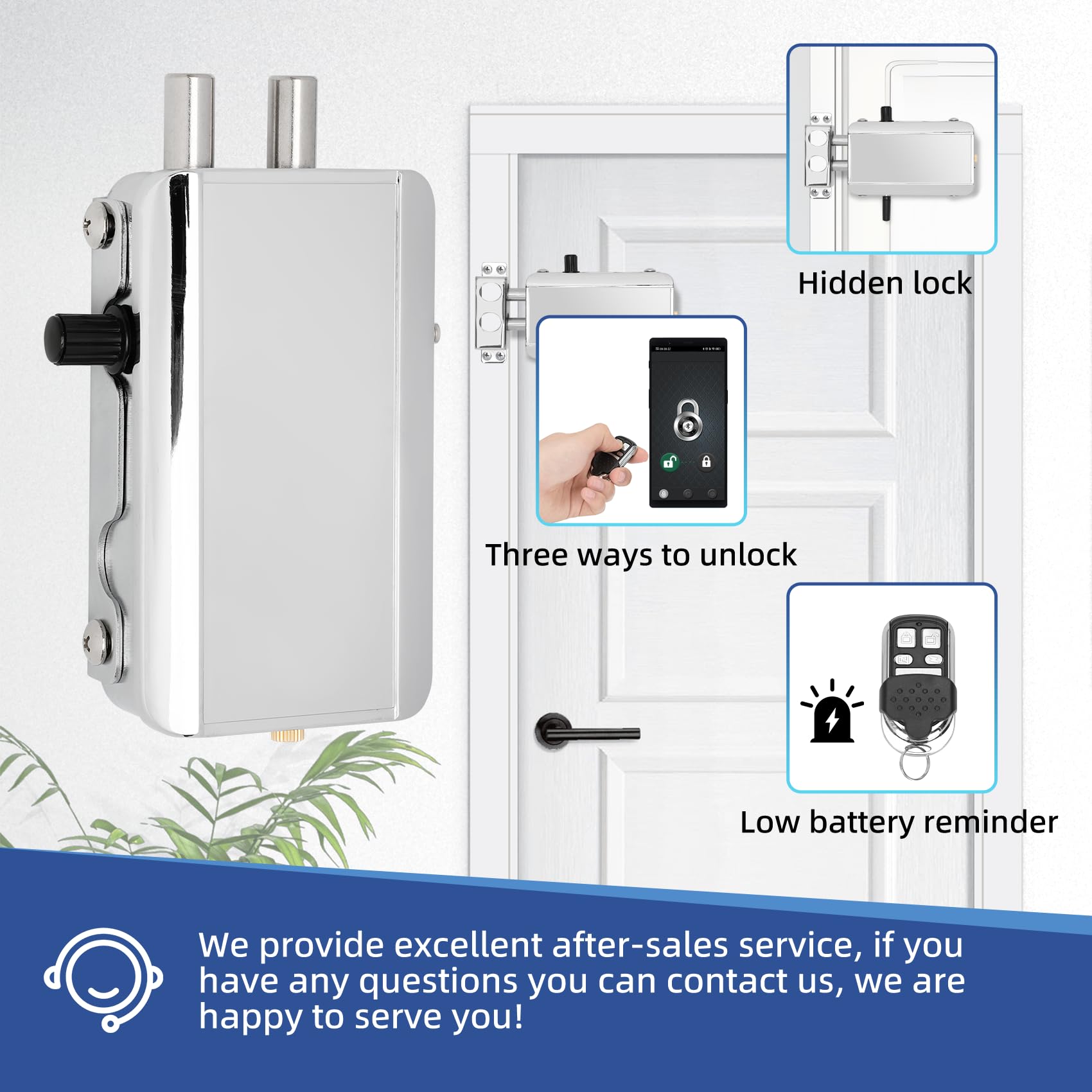 Casmer electroplated finish on metal door lock indicating corrosion resistance.