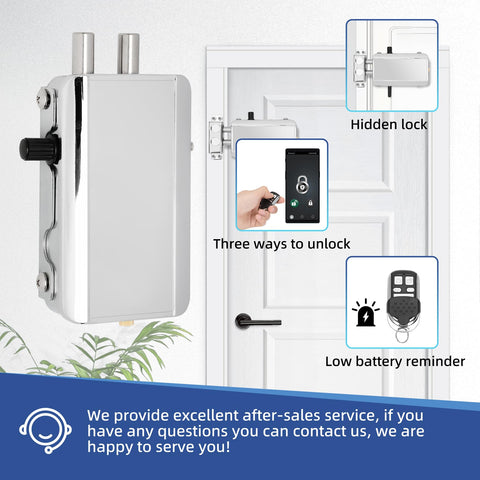 Casmer electroplated finish on metal door lock indicating corrosion resistance.