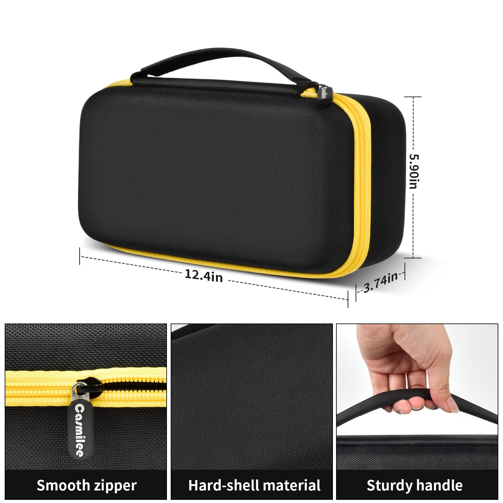 Casmilee case top mesh pocket stores extra tools securely.