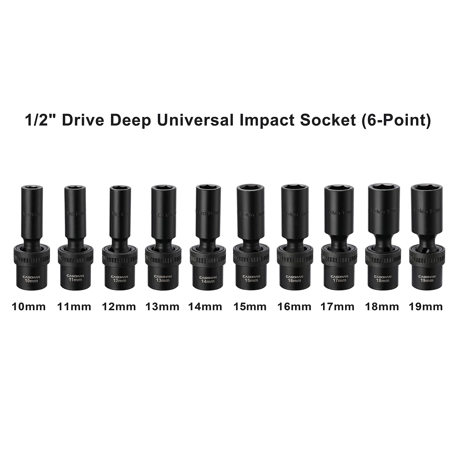 CASOMAN 11mm deep socket for 1/2 drive, easy to identify in low light
