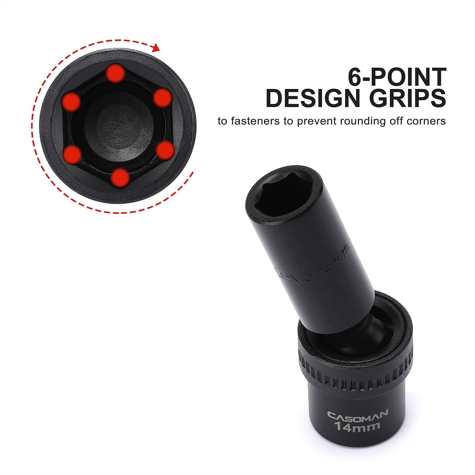 CASOMAN 12mm deep socket for 1/2 drive, corrosion-resistant finish