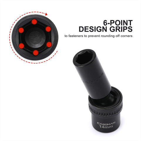 CASOMAN 12mm deep socket for 1/2 drive, corrosion-resistant finish