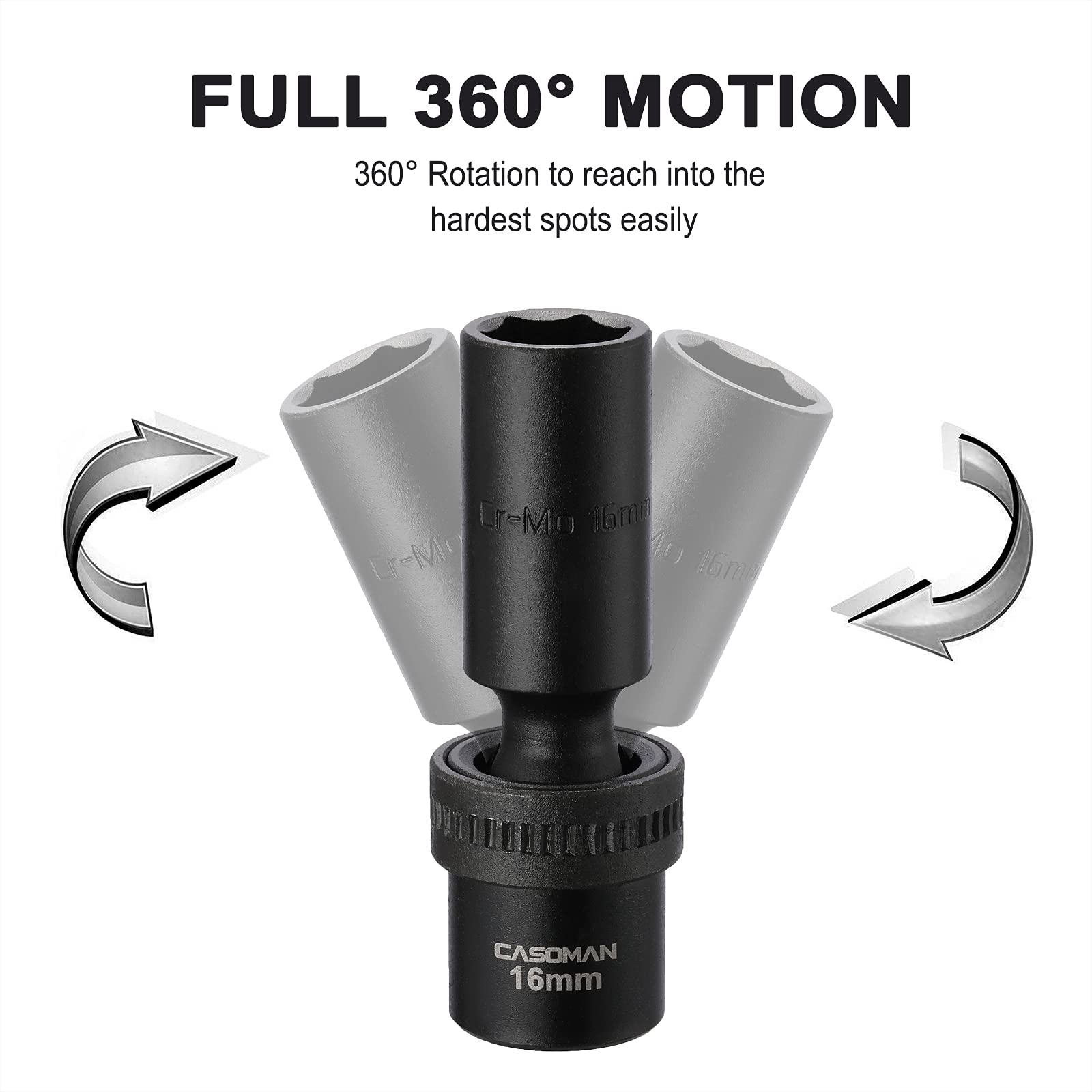 CASOMAN 13mm deep socket for 1/2 drive, laser-etched size marks