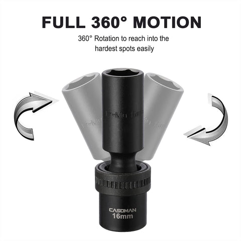 CASOMAN 13mm deep socket for 1/2 drive, laser-etched size marks