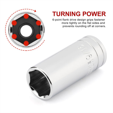 Casoman 11pcs 3/8 drive set 1/2 inch for common sizes.
