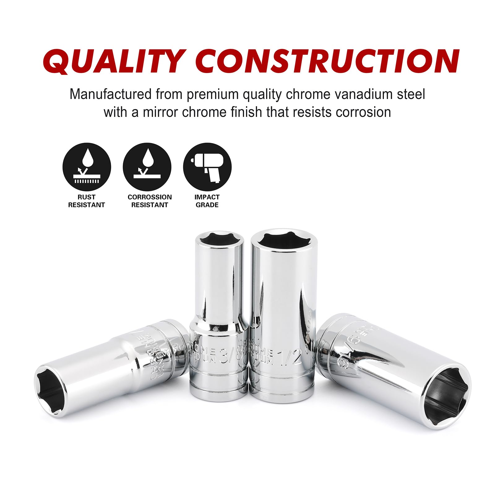 Casoman 11pcs 3/8 drive set with mid length 3/8 inch sockets for reach.