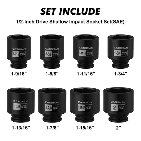 CASOMAN 1/2-in drive shallow socket 1-5-8-inch for heavy-duty use.