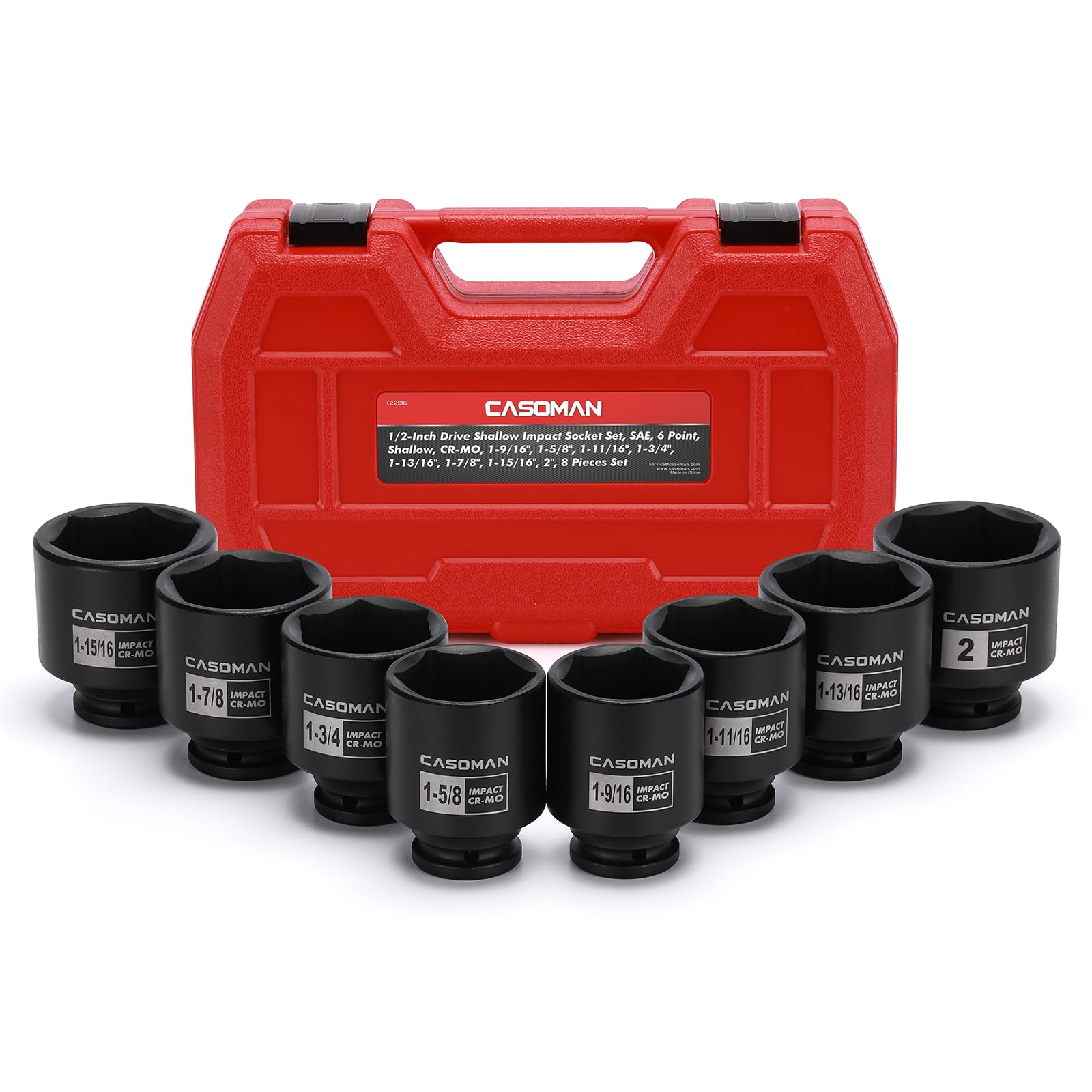 CASOMAN 1/2-in drive shallow socket 1-9-16-inch for durable fastener work.