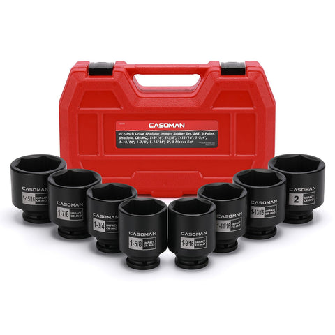 CASOMAN 1/2-in drive shallow socket 1-9-16-inch for durable fastener work.