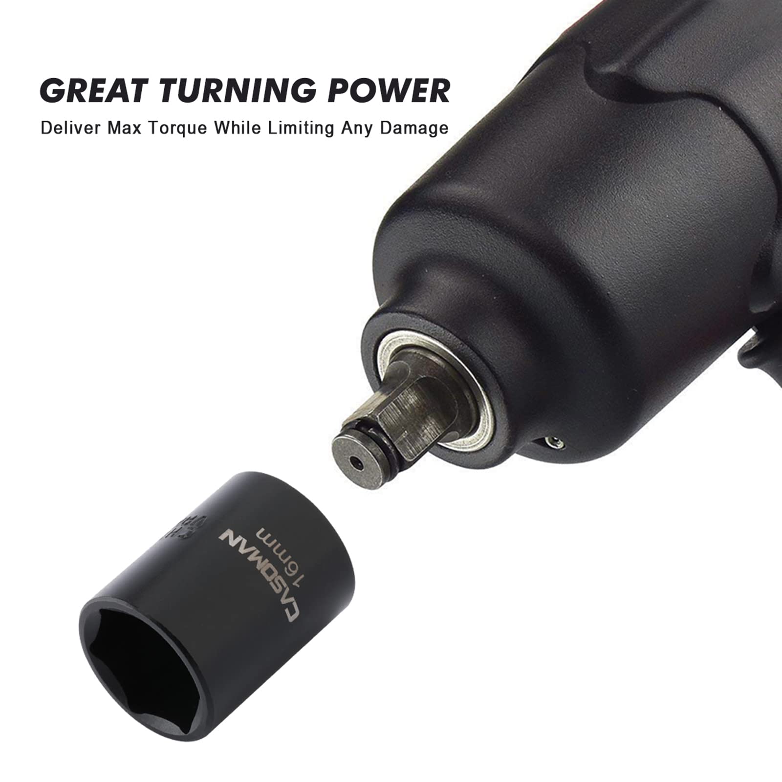 Casoman 15mm socket with laser-etched size for quick selection