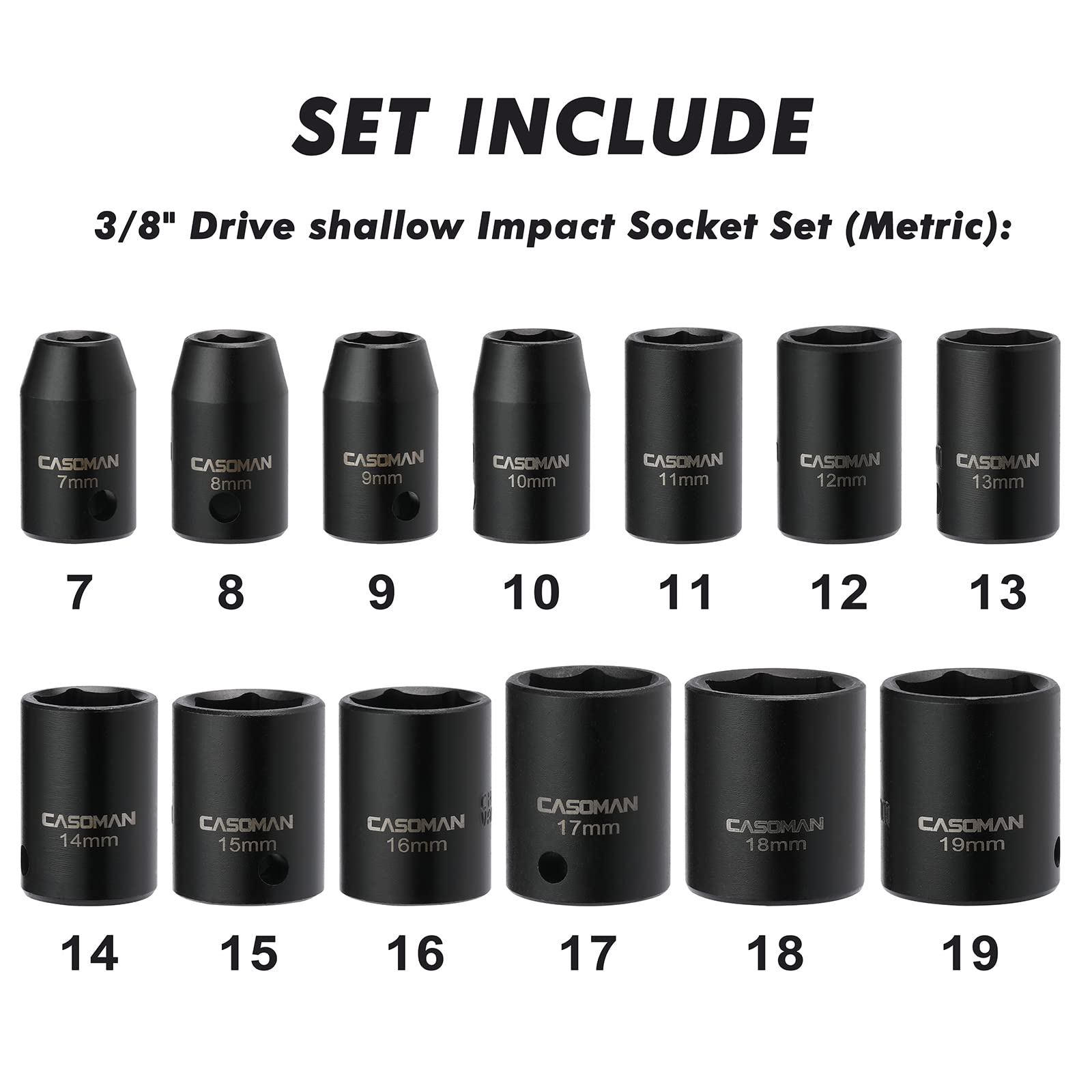Casoman 8mm socket with secure 6-point grip for reliable torque