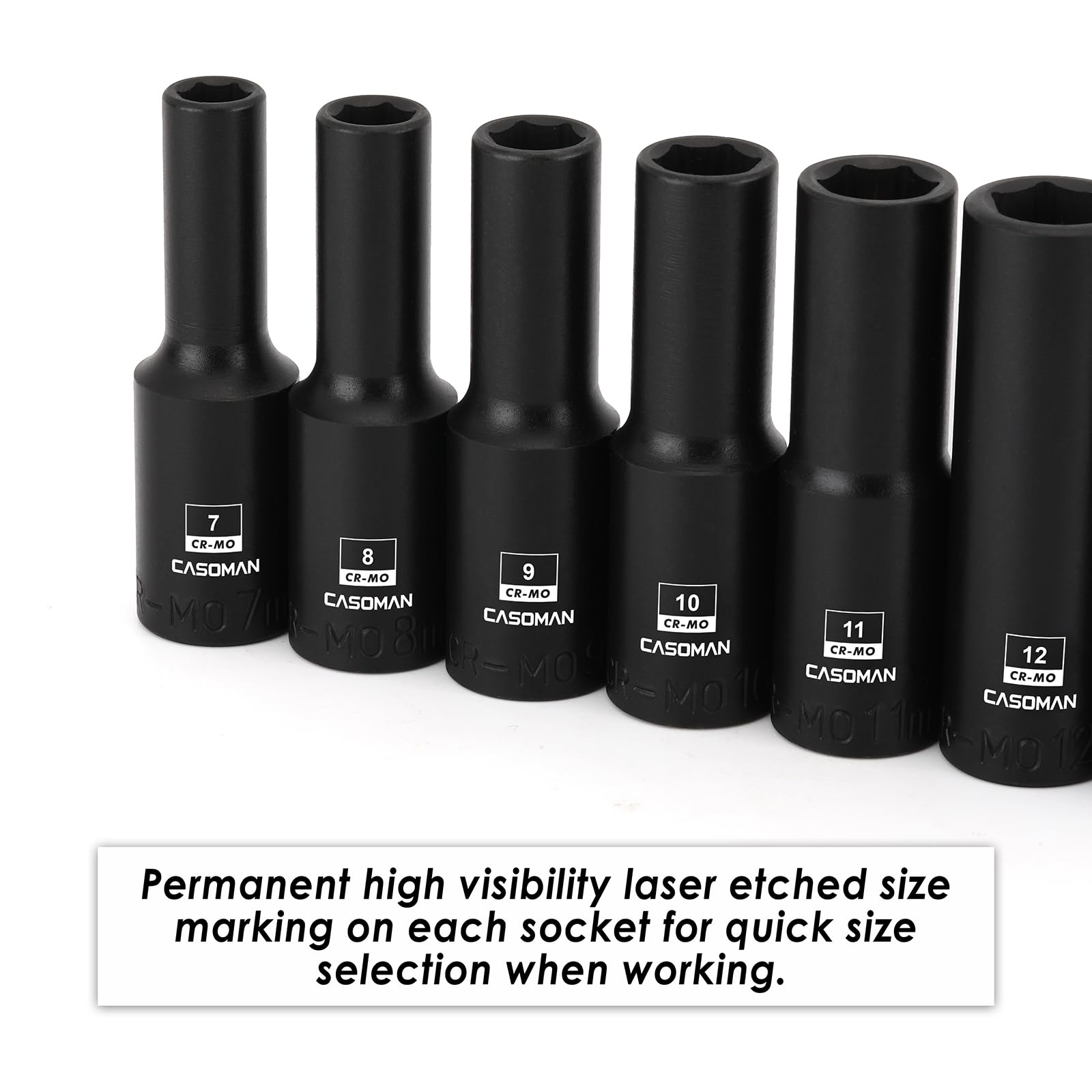 CASOMAN 16mm magnetic deep socket for heavy metric fasteners in recessed spaces.