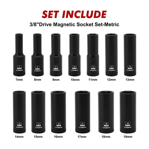 CASOMAN 8mm magnetic deep socket enables quick work on metric automotive fasteners.