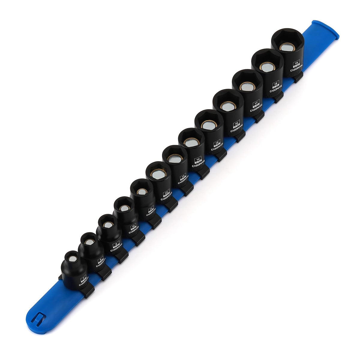 CASOMAN 13-piece 3/8 drive sockets with shallow depth for tight spots.